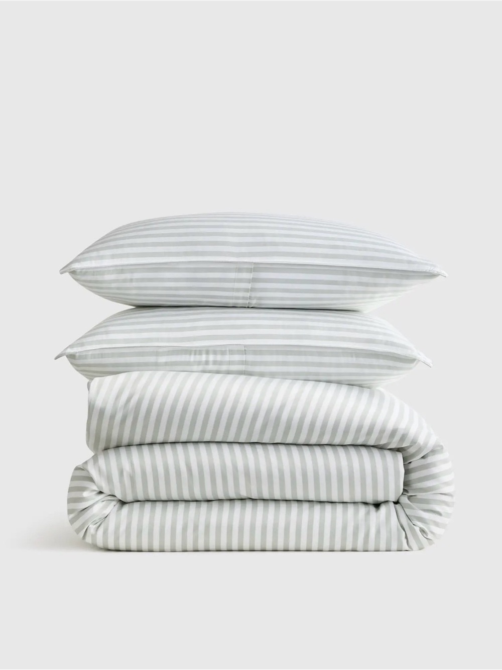 Quince Bamboo Stripe Duvet Cover Set - Tailored Mist Stripe - Full/Queen NWT